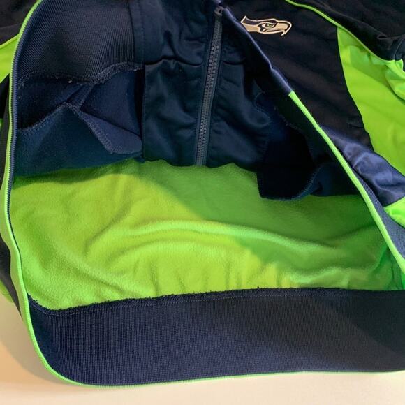 Seattle Seahawks Jacket Womens XL Navy Lime Fleece Lined Zip Up Track NFL - Picture 12 of 15